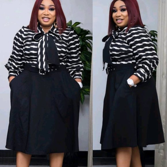 Dresses & Skirts - NWT Black & White Print 2 Tone A line Dress